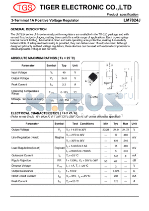 LM7824J datasheet - 3-Terminal 1A Positive Voltage Regulator