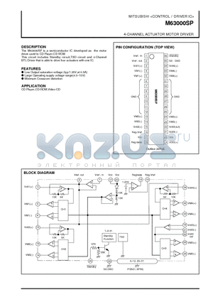 M63000SP datasheet - 4-CHANNEL ACTUATOR MOTOR DRIVER