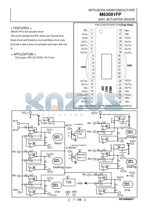 M63001FP datasheet - 6CH ACTUATOR DRIVER