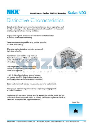 ND3FC10B datasheet - 8mm Process Sealed SMT DIP Rotaries