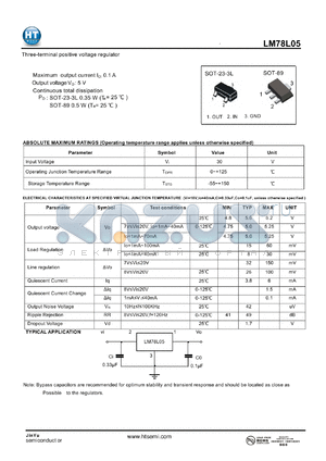 LM78L05 datasheet - Three-terminal positive voltage regulator