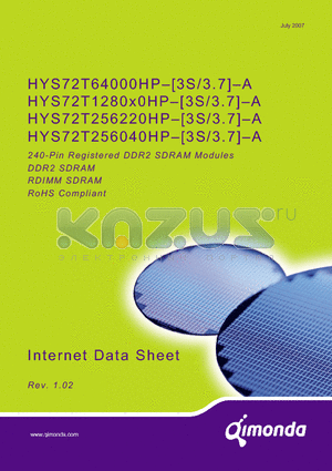 HYS72T256220HP datasheet - 240-Pin Registered DDR2 SDRAM Modules