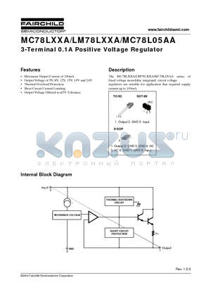 LM78L05ABZXA datasheet - 3-Terminal 0.1A Positive Voltage Regulator