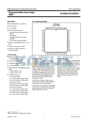 PLHS501A datasheet - Programmable macro logic PML