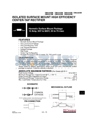 OM5254SM datasheet - ISOLATED SURFACE MOUNT HIGH EFFICIENCY CENTER-TAP RECTIFIER