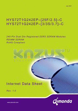 HYS72T1G242EP-3S-C datasheet - 240-Pin Dual Die Registered DDR2 SDRAM Modules