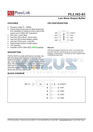 PLL102-03SCL datasheet - Low Skew Output Buffer