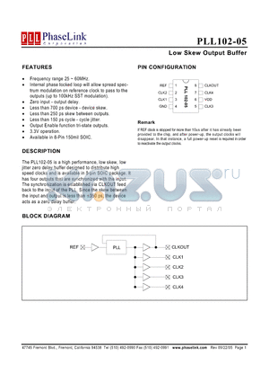 PLL102-05SC-R datasheet - Low Skew Output Buffer