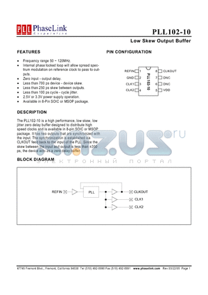 PLL102-10 datasheet - Low Skew Output Buffer