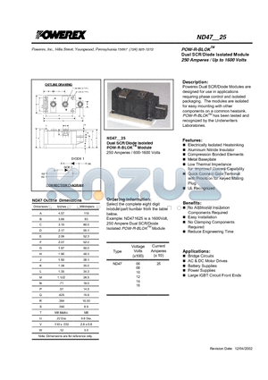 ND470825 datasheet - POW-R-BLOK  Dual SCR/Diode Isolated Module (250 Amperes / Up to 1600 Volts)