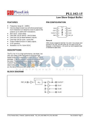 PLL102-15SC datasheet - Low Skew Output Buffer