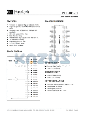 PLL103-01 datasheet - Low Skew Buffers