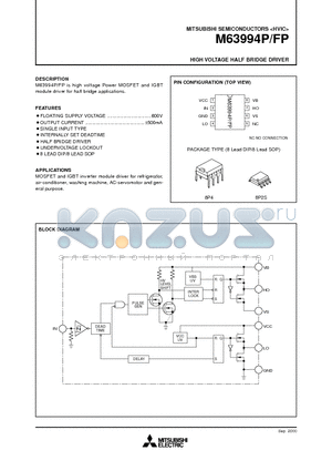 M63994FP datasheet - HIGH VOLTAGE HALF BRIDGE DRIVER