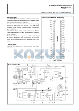 M63015FP datasheet - SPINDLE MOTOR AND 4CH ACTUATOR DRIVER