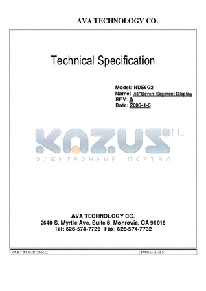 ND56G2A datasheet - 56 inch SEVEN-SEGMENT DISPLAY