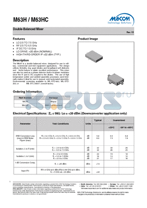 M63HC datasheet - Double-Balanced Mixer