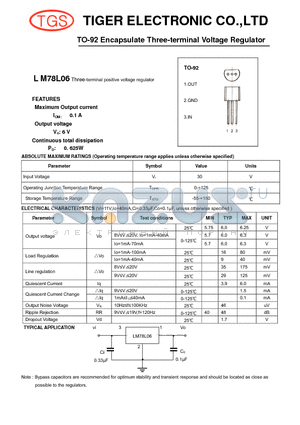 LM78L06 datasheet - TO-92 Encapsulate Three-terminal Voltage Regulator