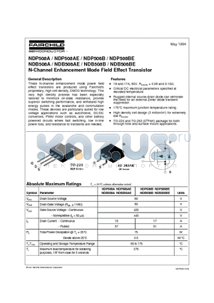 NDB508AE datasheet - N-Channel Enhancement Mode Field Effect Transistor