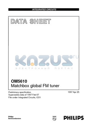 OM5610 datasheet - Matchbox global FM tuner