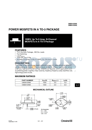 OM5N100NK datasheet - POWER MOSFETS IN A TO-3 PACKAGE