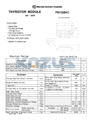 PBH308AC datasheet - THYRISTOR MODULE