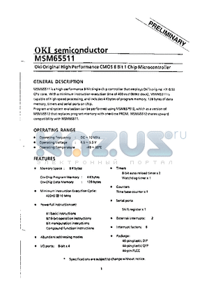 M655 datasheet - Oki Original High Performance CMOS 8 Bit 1 Chip Microcontroller