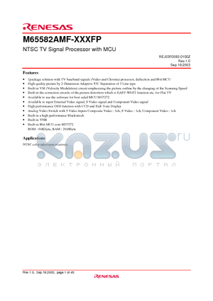 M65582AMF-XXXFP datasheet - NTSC TV Signal Processor with MCU