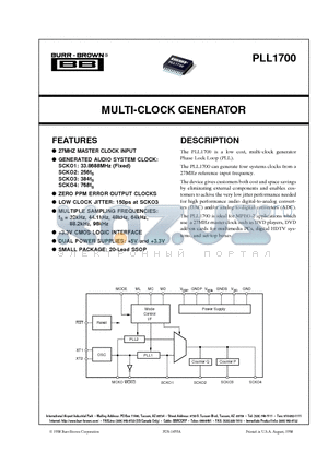 PLL1700 datasheet - MULTI-CLOCK GENERATOR