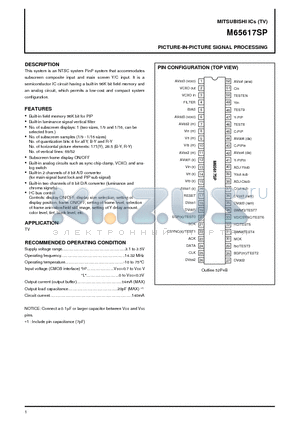 M65617SP datasheet - PICTURE-IN-PICTURE SIGNAL PROCESSING