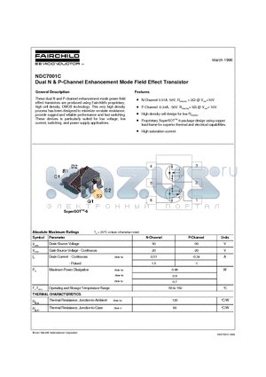 NDC7001 datasheet - Dual N & P-Channel Enhancement Mode Field Effect Transistor