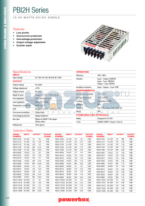 PBI2H-11005F datasheet - 15-25 WATTS DC/DC SINGLE