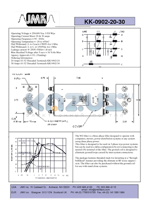 KK-0902-20-30 datasheet - Operating Voltage = 250/480 Vac 3 PH Wye Operating Current Max= 20 & 30 amps