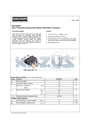 NDC7003P datasheet - Dual P-Channel Enhancement Mode Field Effect Transistor