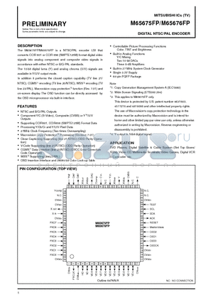 M65675FP datasheet - DIGITAL NTSC/PAL ENCODER