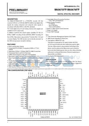 M65676FP datasheet - DIGITAL NTSC/PAL ENCODER