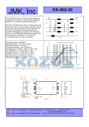 KK-902-30 datasheet - Operating Voltage = 240/480 V~ Operating Current = 20 A, 30 A / Phase