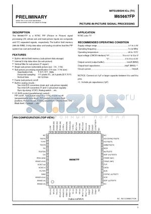 M65667FP datasheet - PICTURE-IN-PICTURE SIGNAL PROCESSING