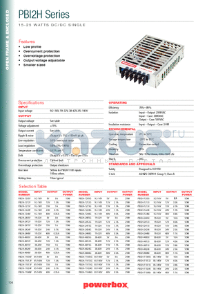 PBI2H-1205F datasheet - 15-25 WATTS DC/DC SINGLE