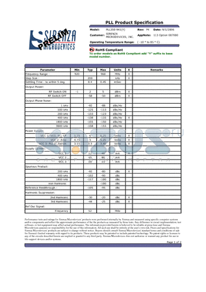 PLL250-941 datasheet - PLL Product Specification