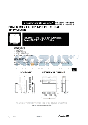 OM6423SP6 datasheet - Industrial 11-Pin, 150 to 500 V, N-Channel Power MOSFET, Full H Bridge