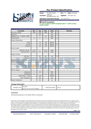 PLL300-1634Y datasheet - PLL Product Specification