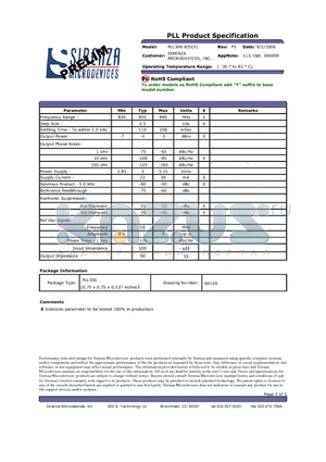 PLL300-835 datasheet - PLL Product Specification