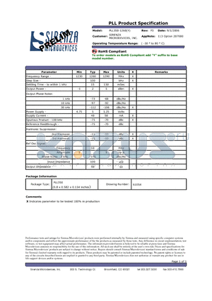 PLL350-1260 datasheet - PLL Product Specification