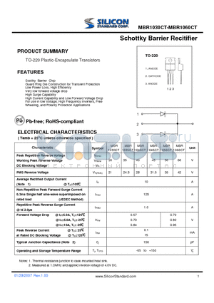 MBR1040CT datasheet - Schottky Barrier Recitifier