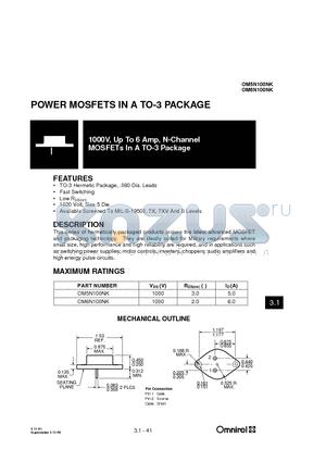OM6N100NK datasheet - POWER MOSFETS IN A TO-3 PACKAGE