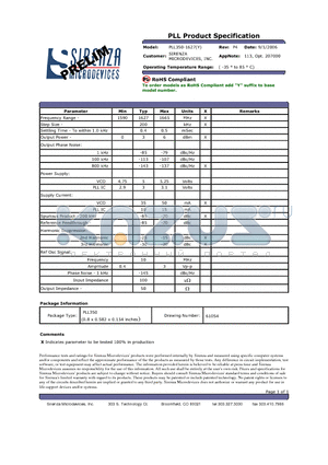 PLL350-1627Y datasheet - PLL Product Specification