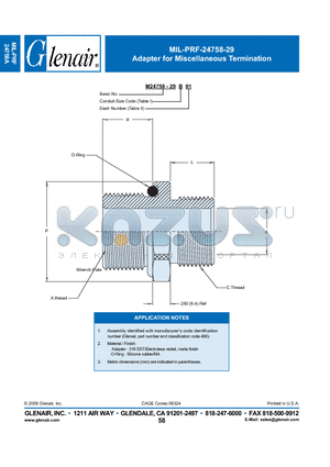 M24758-29B01 datasheet - Adapter for Miscellaneous Termination