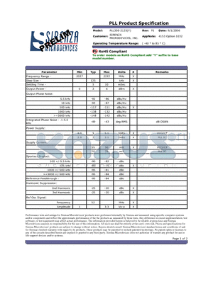 PLL350-2125Y datasheet - PLL Product Specification