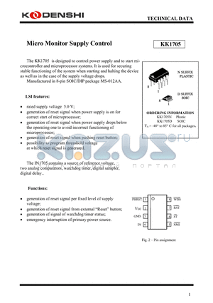 KK1705 datasheet - Micro Monitor Supply Control