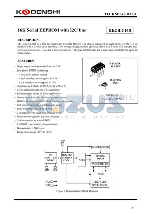 KK24LC16B datasheet - 16K Serial EEPROM with I2C bus